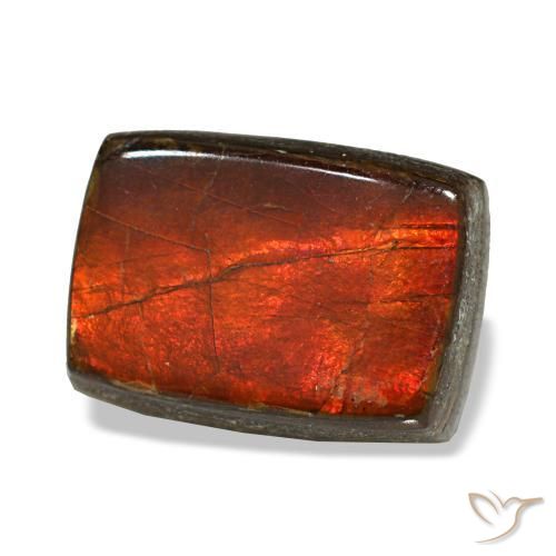 2.74 ct Multicolor Ammolite Stone, Natural Ammolite in Baguette Cabochon Shape for Sale