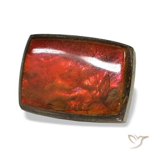 2.58 ct Multicolor Ammolite Stone, Natural Ammolite in Baguette Cabochon Shape for Sale