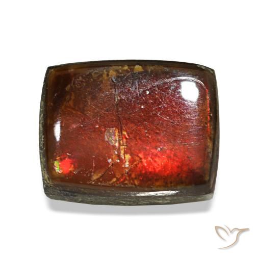 2.38 ct Multicolor Ammolite Gemstone, Ammolite Gem in Baguette Cabochon Shape for Sale.