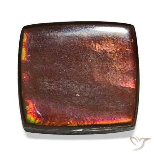 11.22 ct Multicolor Ammolite Gemstone, Ammolite Gem in Baguette Cabochon Shape for Sale.