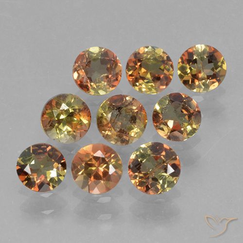 Lotto taglio rotondo di 9 pezzi Andalusite multicolore dal Brasile - peso totale di 2,37 ct / media. 0,26 ct ciascuno, misura 4,1mm, colore: Multicolore, durezza Mohs 7,5 adatto per gioielli da indossare ogni giorno, Photo A