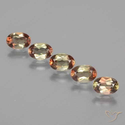 Lot of 5pc Oval Multicolor Andalusite from Brazil - Size 6.2 x 4.2mm, Weight 2.67ct total / avg. 0.53ct each, Color: Multicolor, Mohs Hardness 7.5 suitable for daily wear jewelry, Photo A