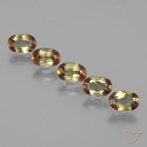 5pc Oval Multicolor Andalusite Lot from Brazil - Weight 2.8ct total / avg. 0.56ct each, Size 6.3 x 4.3mm, Color: Multicolor, Mohs Hardness 7.5 suitable for daily wear jewelry, Photo A