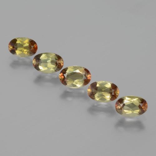 5pc Oval Multicolor Andalusite Lot from Brazil - Weight 2.5ct total / avg. 0.5ct each, Size 6.1 x 4.1mm, Color: Multicolor, Mohs Hardness 7.5 suitable for daily wear jewelry, Photo A