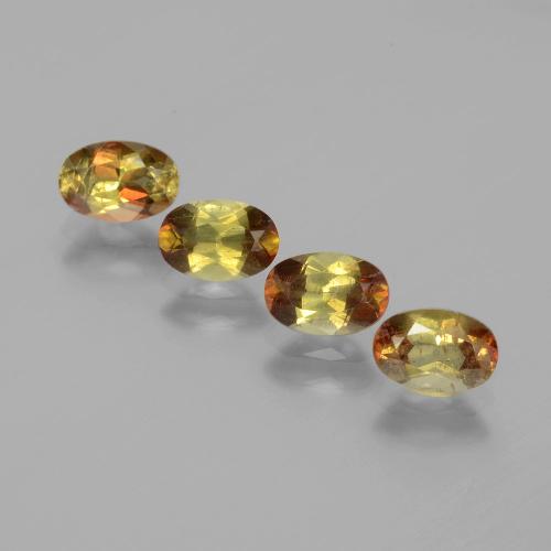 4 Stück/Set ovaler mehrfarbiger Andalusit aus Brasilien - Größe 6 x 4,1mm, Gewicht 2,03 ct gesamt / Durchschn. je 0,51 ct, Mohs-Härte 7,5 Geeignet für den täglichen Gebrauch im Schmuck, Photo A