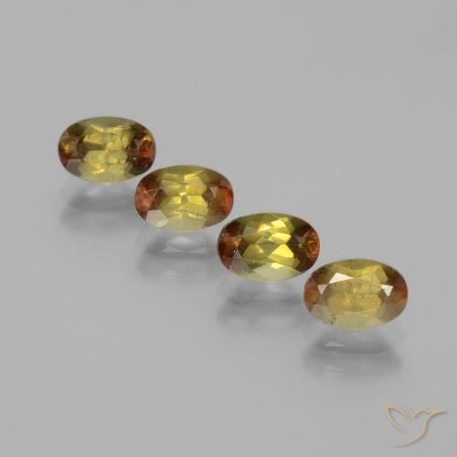 4pc Oval Multicolor Andalusite Lot from Brazil - Weight 2.33ct total / avg. 0.58ct each, Size 6.1 x 4.1mm, Color: Multicolor, Mohs Hardness 7.5 suitable for daily wear jewelry, Photo A