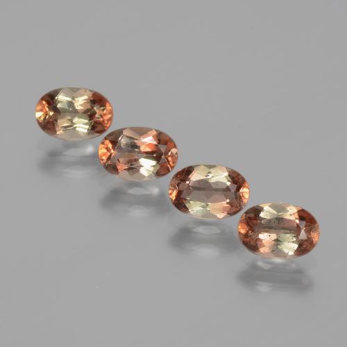 Lotto taglio ovale di 4 pezzi Andalusite multicolore dal Brasile - peso totale di 2,31 ct / media. 0,58 ct ciascuno, misura 6,2 x 4,3mm, colore: Multicolore, durezza Mohs 7,5 adatto per gioielli da indossare ogni giorno, Photo A