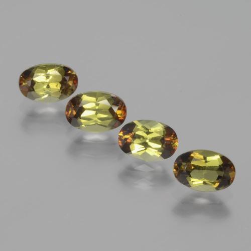 Lot de 4pc Andalousites Multicolore Ovale du Brésil - Taille 6 x 4mm, poids total 2,12 ct / moyenne 0,53 ct chaque, couleur : Multicolore, dureté de Mohs 7.5 convient aux bijoux de tous les jours, pierre de sagesse, Photo A