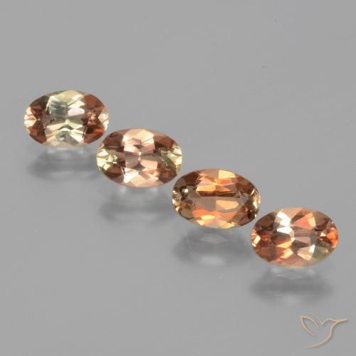 4pc Oval Multicolor Andalusite Lot from Brazil - Weight 1.91ct total / avg. 0.48ct each, Size 6 x 4.1mm, Color: Multicolor, Mohs Hardness 7.5 suitable for daily wear jewelry, Photo A