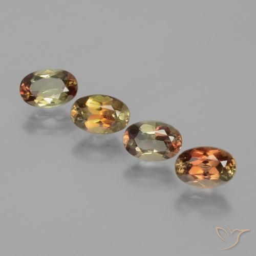 Lot of 4pc Oval Multicolor Andalusite from Brazil - Size 6.1 x 4.1mm, Weight 2.11ct total / avg. 0.53ct each, Color: Multicolor, Mohs Hardness 7.5 suitable for daily wear jewelry, Photo A