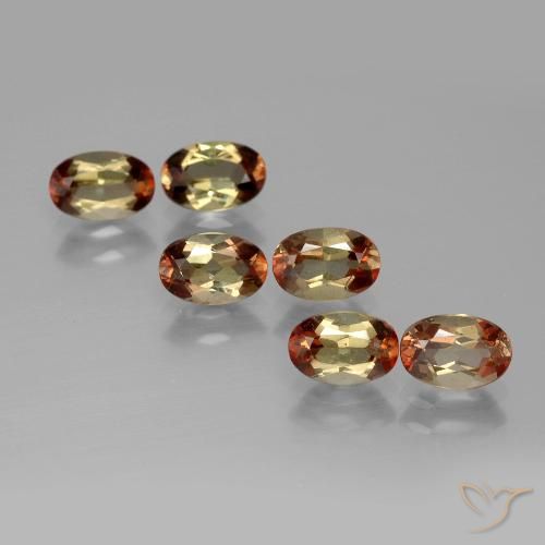 Lot of 6pc Oval Facet Multicolor Andalusite from Brazil - Size 6.1 x 4.1mm, Weight 2.95ct total / avg. 0.49ct each, Color: Multicolor, Mohs Hardness 7.5 suitable for daily wear jewelry, Photo A