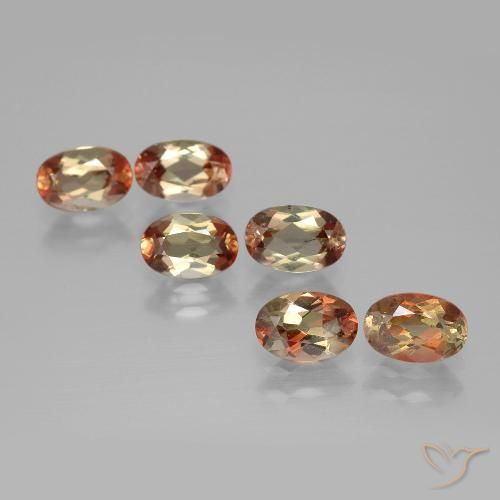 6pc Oval Multicolor Andalusite Lot from Brazil - Weight 2.9ct total / avg. 0.48ct each, Size 6 x 4mm, Color: Multicolor, Mohs Hardness 7.5 suitable for daily wear jewelry, Photo A