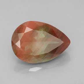 5.31 ct Red Andesine Labradorite Stone, Natural Andesine Labradorite in Pear Facet Shape for Sale