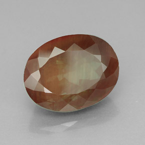 5.92 ct Red Andesine Labradorite Stone, Natural Andesine Labradorite in Oval Facet Shape for Sale