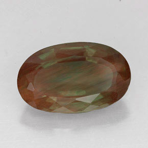 4.83 ct Red Andesine Labradorite Gemstone, Andesine Labradorite Gem in Oval Facet Shape for Sale.