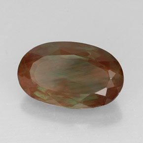 4.83 ct Red Andesine Labradorite Stone, Natural Andesine Labradorite in Oval Facet Shape for Sale
