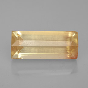 3.90 ct Yellow Andesine Labradorite Gemstone, Andesine Labradorite Gem in Baguette Facet Shape for Sale.