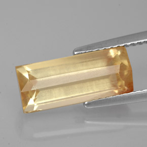3.90 ct Yellow Andesine Labradorite Stone, Natural Andesine Labradorite in Baguette Facet Shape for Sale