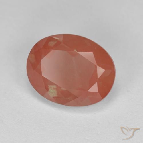 2.21 ct Red Andesine Labradorite Stone, Natural Andesine Labradorite in Oval Facet Shape for Sale