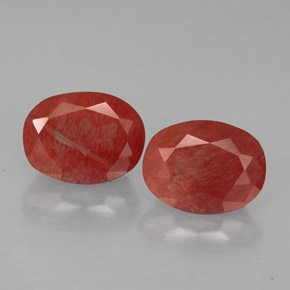 2.96 ct Red Andesine Labradorite Gemstone, Andesine Labradorite Gem in Oval Facet Shape for Sale.