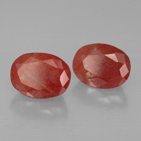 2.96 ct Red Andesine Labradorite Stone, Natural Andesine Labradorite in Oval Facet Shape for Sale