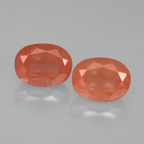 3.03 ct Red Andesine Labradorite Gemstone, Andesine Labradorite Gem in Oval Facet Shape for Sale.