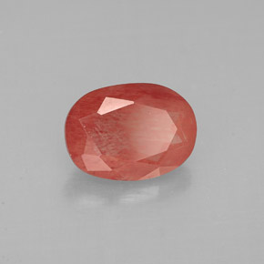 1.31 ct Red Andesine Labradorite Stone, Natural Andesine Labradorite in Oval Facet Shape for Sale