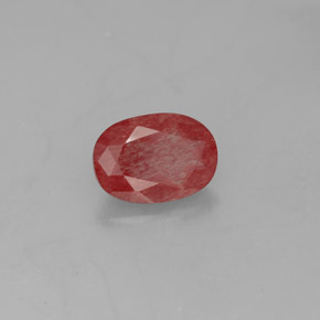 0.82 ct Red Andesine Labradorite Stone, Natural Andesine Labradorite in Oval Facet Shape for Sale