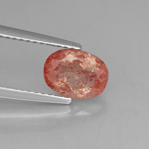 1.18 ct Red Andesine Labradorite Gemstone, Andesine Labradorite Gem in Oval Facet Shape for Sale.