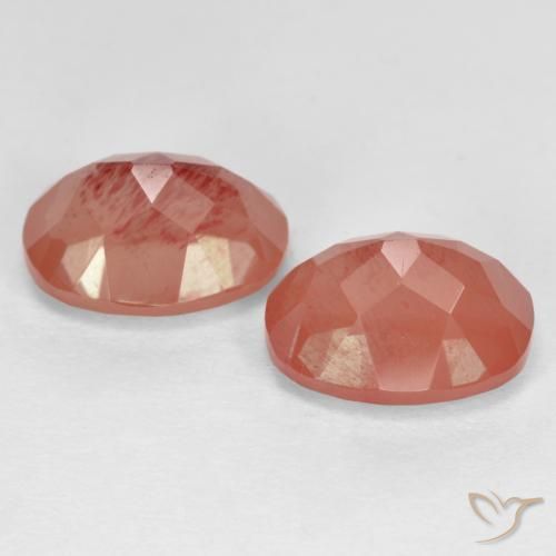 Andesine Labradorite Gemstones in 8 x 6 mm (calibrated) Size for Sale, Andesine Labradorite Stones in Medium Red Color