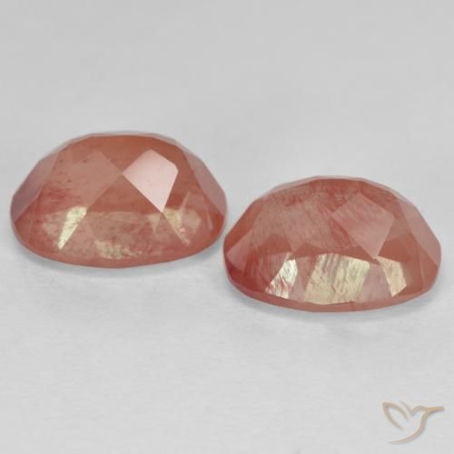 Andesine Labradorite Gemstones in 8 x 6 mm (calibrated) Size for Sale, Andesine Labradorite Stones in Pale Reddish Orange Color