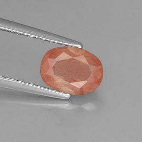 1.30 ct Red Andesine Labradorite Gemstone, Andesine Labradorite Gem in Oval Facet Shape for Sale.
