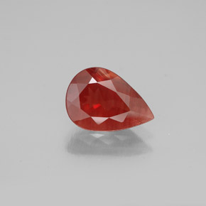 1.40 ct Red Andesine Labradorite Gemstone, Andesine Labradorite Gem in Pear Facet Shape for Sale.