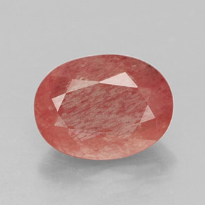 1.22 ct Red Andesine Labradorite Gemstone, Andesine Labradorite Gem in Oval Facet Shape for Sale.