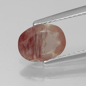 1.04 ct Red Andesine Labradorite Gemstone, Andesine Labradorite Gem in Oval Facet Shape for Sale.