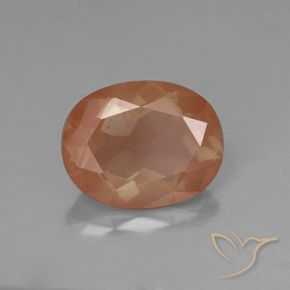 2.59 ct Orange Andesine Labradorite Stone, Natural Andesine Labradorite in Oval Facet Shape for Sale