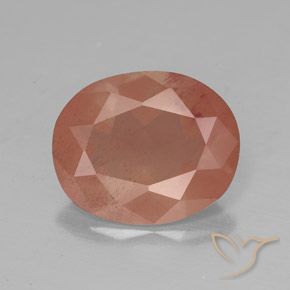 11.2 x 9.1mm Oval Facet Red Andesine Labradorite from Congo, Weight of 2.86ct, Natural diffused Gemstone in Transparent/Translucent Clarity, 1pc Andesine Labradorite - Color: Pale Reddish Orange, Mohs Hardness of 6 - 6.5, Photo A