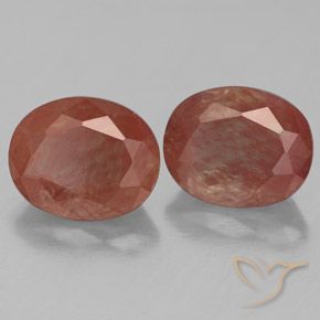 5.64 ctw Red Andesine Labradorite Stones, Natural Andesine Labradorite in Oval Facet Shape for Sale
