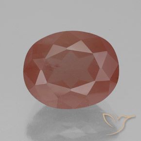 3.58ct Oval Facet Red Andesine Labradorite from Congo, Dimension 11.1 x 9mm, Transparent/Translucent Clarity, Natural diffused gemstone, 1pc Andesine Labradorite in Pale Reddish Orange Color, Mohs Hardness of 6 - 6.5, Photo A