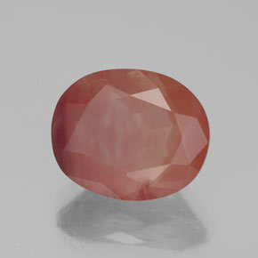 3.45 ct Red Andesine Labradorite Stone, Natural Andesine Labradorite in Oval Facet Shape for Sale