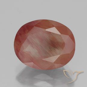 3.50 ct Red Andesine Labradorite Stone, Natural Andesine Labradorite in Oval Facet Shape for Sale
