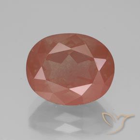 3.65ct Oval Pale Reddish Orange Andesine Labradorite from Congo, Dimension 11.1 x 9.1mm, Natural diffused Gemstone, Transparent/Translucent Clarity, 1pc Oval Facet Andesine Labradorite, Mohs Hardness of 6 - 6.5, Photo A