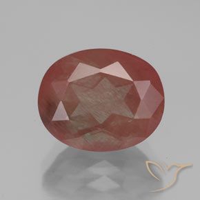 3.63 ct Red Andesine Labradorite Gemstone, Andesine Labradorite Gem in Oval Facet Shape for Sale.