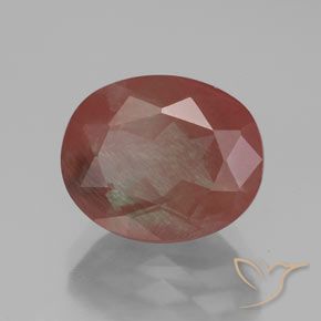 3.63 ct Red Andesine Labradorite Stone, Natural Andesine Labradorite in Oval Facet Shape for Sale