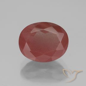 10.3 x 8.3mm Oval Red Andesine Labradorite from Congo, Weight of 2.8ct, Natural diffused Gemstone in Transparent/Translucent Clarity, 1pc Oval Facet Andesine Labradorite - Color: Deep Red, Mohs Hardness of 6 - 6.5, Photo A