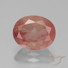 10.2 x 8.2mm Oval Facet Red Andesine Labradorite from Congo, Weight of 2.57ct, Natural diffused Gemstone in Transparent/Translucent Clarity, 1pc Andesine Labradorite - Color: Pale Reddish Orange, Mohs Hardness of 6 - 6.5, Photo A