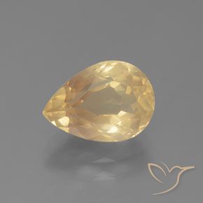 2,4 ct de labradorite andésine jaune, 10,8 x 7,8 mm taillée en poire du Congo, Photo A