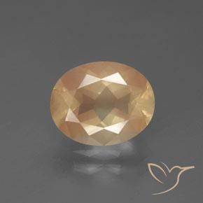 10.3 x 8.4mm Oval Golden Andesine Labradorite from Congo, Weight of 2.61ct, Natural diffused Gemstone in Transparent Clarity, 1pc Oval Facet Andesine Labradorite - Color: Light Peachy Golden, Mohs Hardness of 6 - 6.5, Photo A