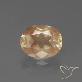 2.7ct Oval Facet Golden Andesine Labradorite from Congo, Dimension 10.2 x 8.2mm, Natural diffused Gemstone, Transparent Clarity, 1 piece Andesine Labradorite in Peach-golden Color, Mohs Hardness of 6 - 6.5, Photo A