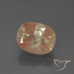 10.1 x 8mm Cushion-cut Golden Andesine Labradorite from Congo, Weight of 2.65ct, Natural diffused gemstone in Transparent/Translucent Clarity, 1pc Andesine Labradorite - the Color is Medium Peach, Mohs Hardness of 6 - 6.5, Photo A